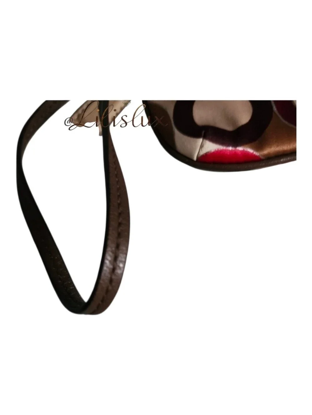 Coach Brown and Red OP Art Signature Satin And Leather Wristlet Vintage Y2K